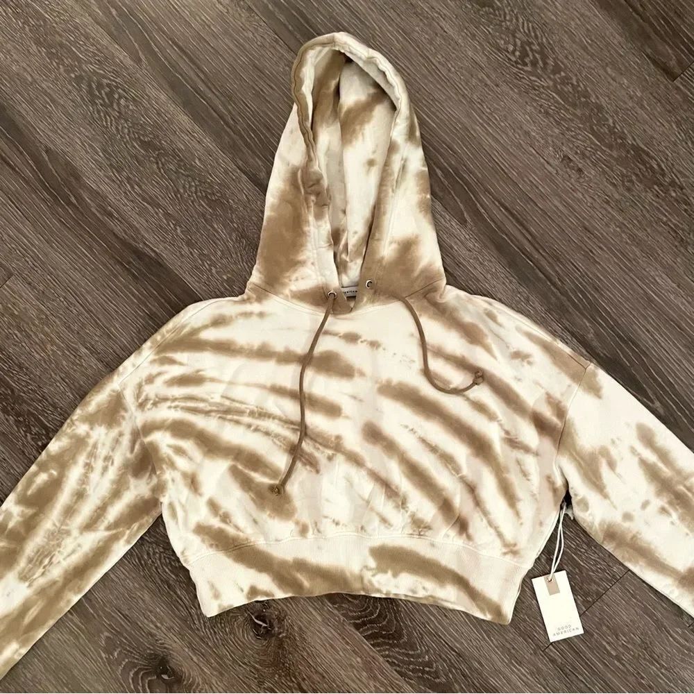 Good American crop tie dye hoodie